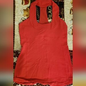 Lululemon Women's Red Sleeveless Top And Workout Capri Leggings